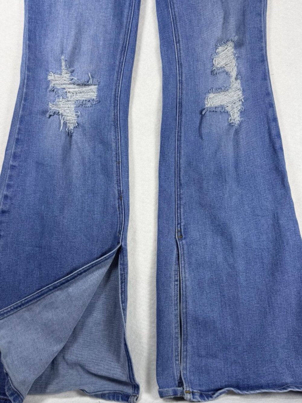 Cello Split Hem Flare Jeans Size 11 Y2K Stretch Distressed - Picture 4 of 12